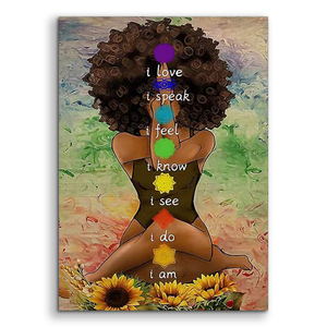 16*24Inches HD Printed Portrait <strong>Text</strong> Painting <strong>Wall</strong> <strong>Art</strong> Black Girl Yoga Canvas Print Painting for <strong>Wall</strong> Decor - Product Image 1