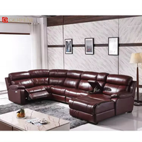 Ensemble de canapés d'intérieur en cuir Gerfenii Meubles de salon Canapé-lit d'angle moderne en forme de L sectionnel inclinable rouge