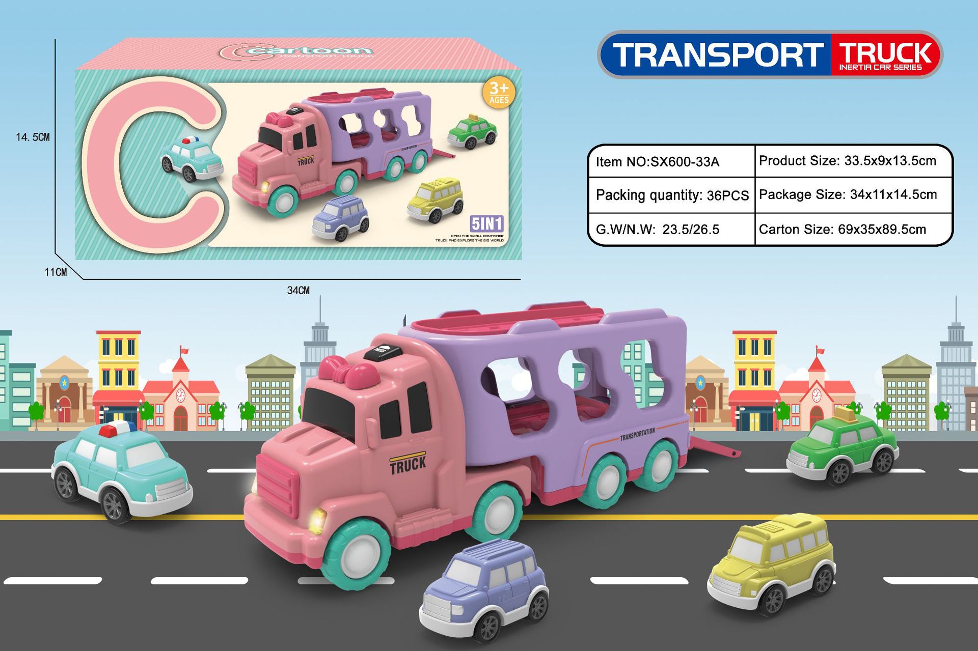 [Coche de almacenamiento púrpura] 1 carro 4 coches-caja de color