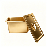 Goldene Edelstahl-Gastronormbehälter mit Deckel, Metall-GN-Behälter für Buffet, Restaurant und Küchenlagerung