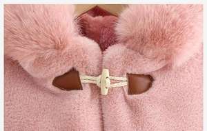 Vêtements d'hiver en gros pour enfants, cape à capuche, manteau chaud pour bébé fille, blanc - Product Image 5