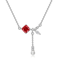 Collier avec pendentif en zircon taille princesse pour femme, en argent sterling 925 plaqué rhodium, avec chaîne torsadée et pampille en forme de cube de sucre