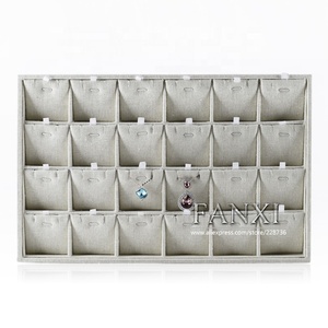 Fanxi Bán Buôn Nhà Máy Tùy Chỉnh <span class=keywords><strong>Stackable</strong></span> Beige Linen Đồ Trang Sức Triển Lãm Trường Hợp Cho Cửa Hàng Truy Cập Hiển Thị Đay Jewelry Khay - Product Image 3