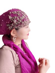 Gorro de quimioterapia de acrílico para mujer YASEEN, turbante musulmán tejido, pañuelo para la cabeza, para Ramadán, anticaída del cabello, islámico, transpirable - Product Image 2