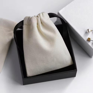Jiamao Custom Logo Dust Bag White Cotton Canvas <b>Mini</b> Muslin Drawstring Bag Small Gift Jewelry Pouch - Product Image 5