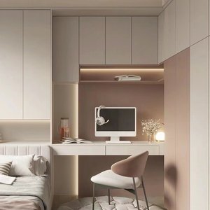 Set Kamar Tidur Minimalis Modern dengan Lemari, Meja, Tempat Tidur Tatami & Kabinet Terintegrasi - Ruang Nyaman untuk Penggunaan di Villa & Gym - Product Image 1