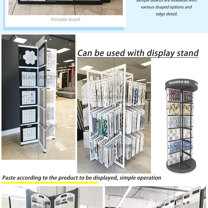 Custom Stone Mdf Sample Mosaic Display Boards With Handle Marble Granite Display Stand Ceramic Quartz Board For Tiles