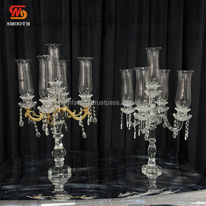 LEDA Elegant 5-Arm Crystal Candle Holder for Valentine's Day Events & Parties Elegant <b>Table</b> Decor Candelabra - Product Image 2