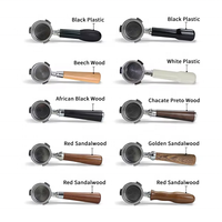 Porte-filtre à café en acier inoxydable et bois, personnalisable avec logo, tailles 51, 54, 58, pour Barsetto Breville E61, sans fond (Naked Coffee)
