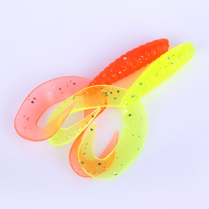 Señuelo Softworm de 7.5cm con doble cola de silicona, cebo artificial para pesca de lubina en agua dulce - Product Image 1