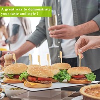 Brochettes en bambou à nœud bouclé, résistantes à la chaleur, faciles à nettoyer, gravées au laser, pics plats pour aliments, accessoires de cocktail pour barbecue