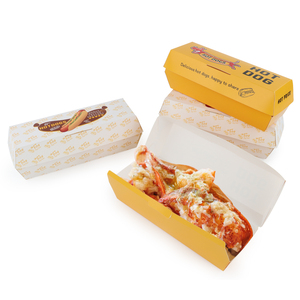 Vỏ sò tùy chỉnh giấy kraft Hot Dog Khay Bánh Mì Bánh Sandwich dài Burger bao bì hộp tùy chỉnh in bánh burger bánh sandwich CuộN - Product Image 1