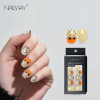 Nouveau design de haute qualité 24 pièces faux ongles ABS carrés courts ongles artificiels personnalisés bleu profond pour les filles utilisation des doigts facile à appliquer