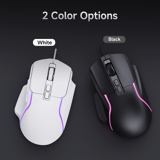 Ajazz AJ039 V2 Wired Gaming Mouse 1KHz 7200 DPI 10 Million Clicks Rainbow Light