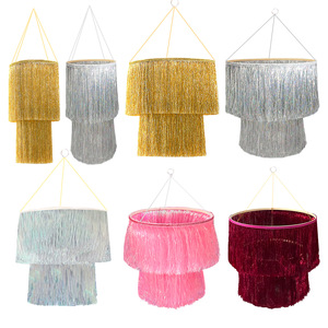 Décorations de fête DAMAI, Bonne <span class=keywords><strong>année</strong></span> 2026, décoration durable, portable, colorée, franges en plastique, abat-jour en franges - Product Image 3