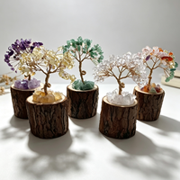 Natürlicher Edelstein-Chip-Baum mit Holzstamm-Basis, handgefertigt, Heilender Geldbaum für Zuhause, Büro, Schreibtisch, spirituelles Geschenk