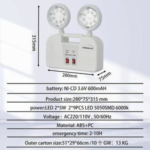 Lampe de secours à LED Tuoming à haute luminosité, sortie de secours, batterie rechargeable, deux spots lumineux de secours - Product Image 2