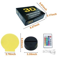 Lampe de table 3d Led Night Touch Light pour enfants Acrylique 3D LED Lampe de nuit Touch Base avec câble USB et télécommande