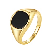 Nagosa Vintage Retro 18k Gold Vermeil Brass Custom Jewelry Gemstone Tiger Eye Black Agate Signet Rings