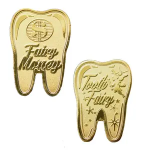 Münze drei dimensionale Zahnfee Kinder medaillon Gold geprägte Zahnform Münze