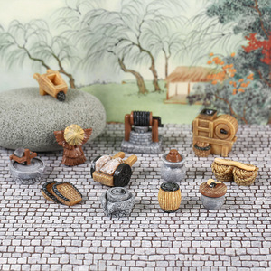 Outils agricoles miniatures en résine de style chinois pour la décoration de bureau, ornement de jardin traditionnel - Product Image 2