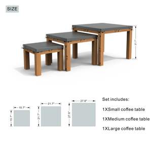 Juego de tres mesas cuadradas de aluminio para comedor, patio, hospital, almacén, muebles de exterior, serie DB, uso interior y exterior - Product Image 3