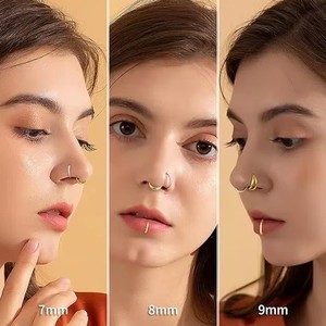Getta 16G titanyum altın kaplama burun dudak yüzük kadın iç iplik kulak kıkırdak saplama küpe zirkon çiçek kesim elmas - Product Image 5