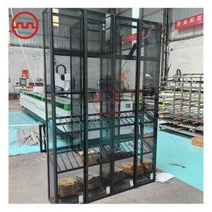 Gabinete de exhibición de vino de madera maciza en muebles de hogar rojos Estante de licor con estante de vidrio para bodega Bodega o uso doméstico - Product Image 6