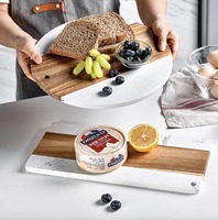 Ensemble de planches à découper en bois d'acacia naturel et marbre pour steak, pain, fruits, fromage, salade, préparation des aliments