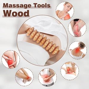 Rouleau de massage lymphatique en bois 6-en-1 multi-usages pour visage/cou/tête/pieds/jambes/corps, gravure Gua Sha, décoration écologique - Product Image 2