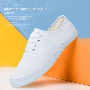 Baskets décontractées en <span class=keywords><strong>toile</strong></span> <span class=keywords><strong>blanche</strong></span> respirante à lacets pour garçons, semelle en caoutchouc, été, printemps, automne - Product Image 4