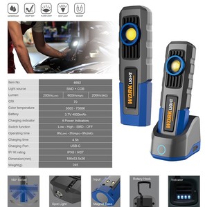 Profesional 600Lumen Tipo-C Recargable Led Luz DE TRABAJO Base de inspección Carga Impermeable IPX6 Nuevo modelo - Product Image 5