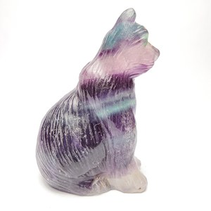 ฟลูออไรต์หินอัญมณีสำหรับตกแต่งบ้าน,รูปปั้นสัตว์แกะสลักศิลปะพื้นบ้านรูปแมว - Product Image 5