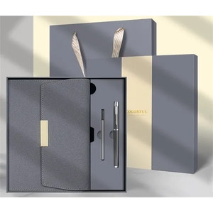 Custom Logo A5 Tri-Fold Business <b>Notebook</b> Gift <b>Set</b> Stylish Leather Journal Multifunction Silk Screen Printed Office Promotional - Product Image 3