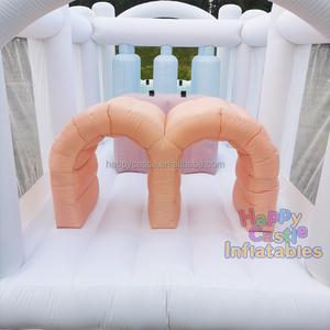 Château gonflable <span class=keywords><strong>pastel</strong></span> avec parcours d'obstacles pour les enfants, maison <span class=keywords><strong>de</strong></span> rebond pour anniversaire avec toboggans pour beaucoup <span class=keywords><strong>de</strong></span> plaisir - Product Image 3