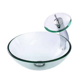 Modern Clear Tempered Glass <strong>Round</strong> Bathroom CounterTop Vessel Sink <strong>Basin</strong> - Product Image 3