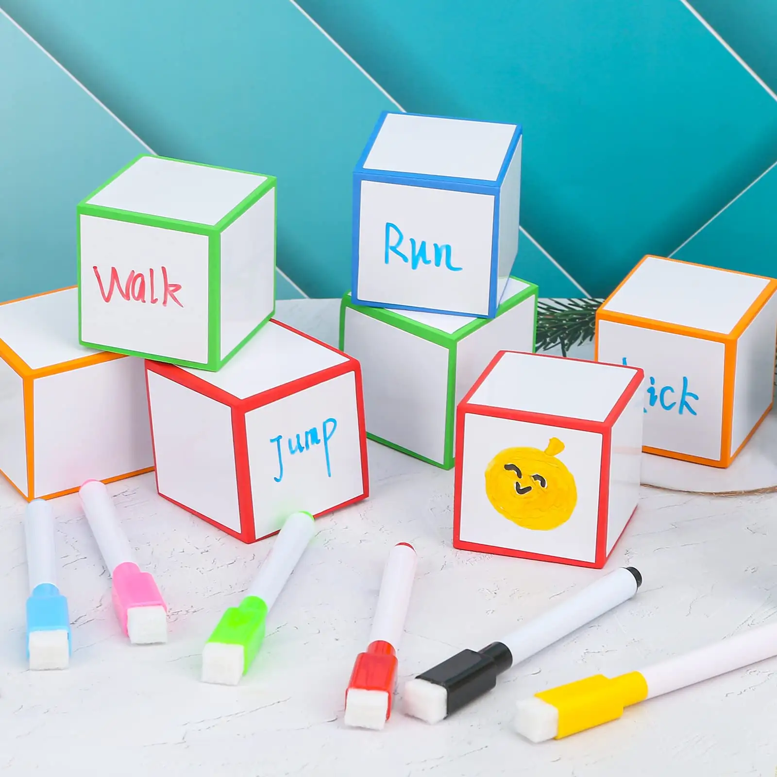 공장 맞춤형 어린이 교육 제품 학습 보조 색상 EVA 폼 큐브 폼 주사위 드라이 지우기 주사위 블록