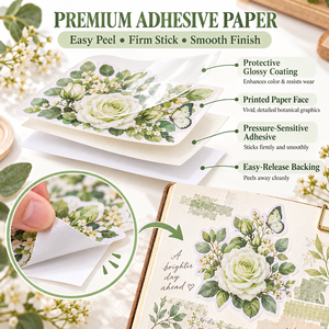 Autocollants floraux vintage personnalisés, 50 pièces, étiquettes brillantes en <span class=keywords><strong>papier</strong></span> gaufré adhésif pour <span class=keywords><strong>scrapbooking</strong></span>, journal, bricolage, artisanat, décoration - Product Image 5