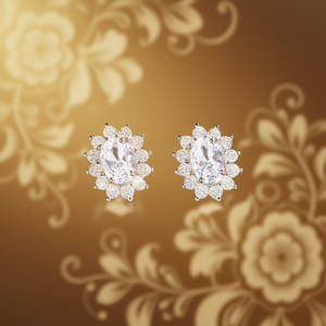 Classic Copper Flower <b>Stud</b> <b>Earrings</b> with White <b>Crystal</b> Center Claw Setting Zinc Alloy for Women Wedding Jewelry E697 - Product Image 2