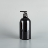 Botella Dispensadora de Plástico PET de 500 ml, Redonda, Recargable, Transparente, Azul y Negra, para Loción, Champú, Gel de Ducha, Jabón de Manos