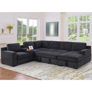 Ghế <span class=keywords><strong>sofa</strong></span> giường gấp chữ U hiện đại, tùy chỉnh theo nhà, kiểu dáng đơn, góc cạnh, dành cho phòng khách - Product Image 1
