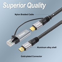 Adaptateur Gigabit Ethernet RJ45 Câble USB C Vitesse 10GBPS pour HDTV Caméra Moniteur Ordinateur Projecteur Lecteur DVD PVC Paire torsadée