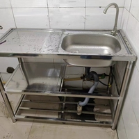 Évier autoportant en acier inoxydable avec support pour usage commercial, hôtelier, restauration et domestique - Installation au sol/autonome
