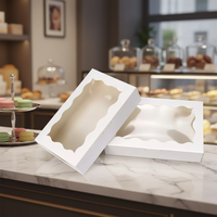 Boîte en carton blanc, boîte cadeau, emballage personnalisé, boîte en papier blanc avec fenêtre en PET, boîte à donuts