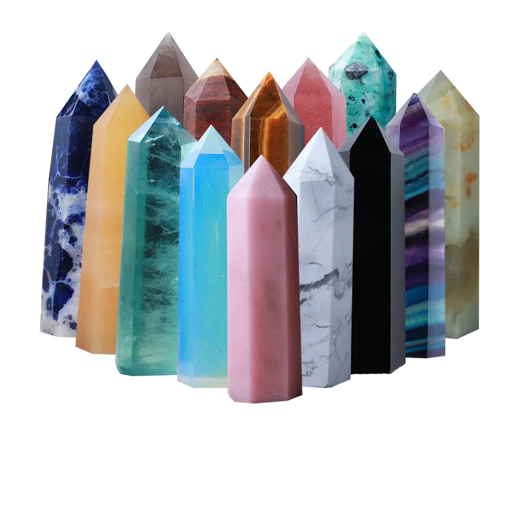 Mineral-Obelisk Heilung-Stein kristall Pyramide Home-Ornamente Großhandel Kristall Quarz Turm Punkte