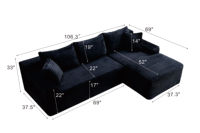 Canapé modulaire en nuages de 106,3 pouces avec chaise longue carrée, rembourré, style moderne et minimaliste, pour salon, chambre, école, atelier