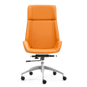 Silla de Oficina Ergonómica Giratoria de Madera de Nogal Blanco Ejecutiva Contemporánea con Respaldo Alto y Tapicería de Cuero PU para Taller - Product Image 3