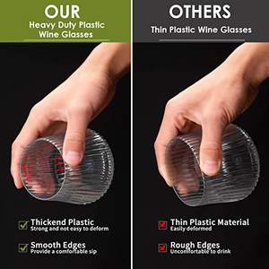 ワイングラス12オンス縦型デザイン使い捨てヴィンテージエレガントシャンパンウィスキーグラスプラスチックステムレスリブワイングラス - Product Image 4