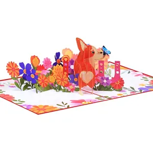 Corgi Chien Mignon Pop Up Carte Animal Carte De Voeux À La Main Papier Chien En Gros Cartes 3D