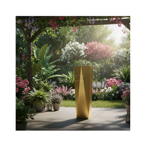 Grand vase en or rose, pot de fleurs décoratif en acier inoxydable poli, adapté aux hôtels haut de gamme, aux jardins en terrasse de villas - Product Image 5